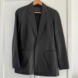 Massimo Dutti Nappa Leather Blazer - Size S